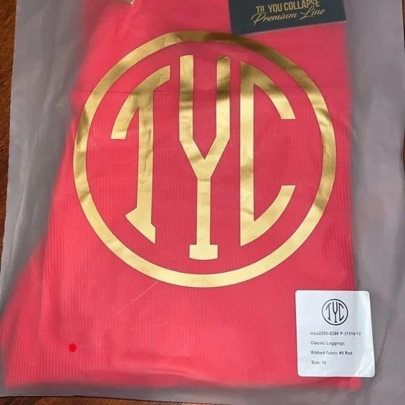 Til You Collapse Ribbed Classic Leggings - Red Medium workout gym Athleisure - Picture 4 of 9